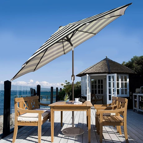 Patioslife Outdoor Market Breeze™ Patio Outdoor Umbrella with 8 Sturdy Ribs  Push Button Tilt and Crank
