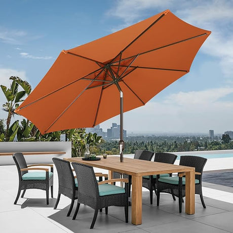 Patioslife Outdoor Market Breeze™ Patio Outdoor Umbrella with 8 Sturdy Ribs  Push Button Tilt and Crank