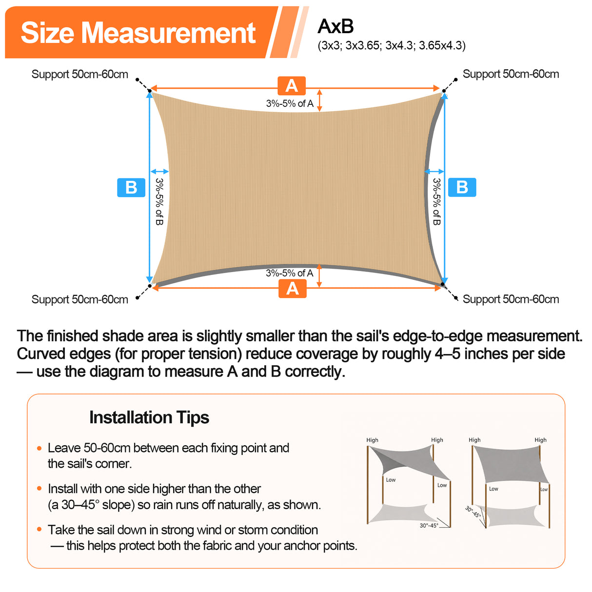 Patioslife Shade Sail – UV Protection, Reinforced Edges & Durable D-Rings for Patio, Garden, Deck & Pool