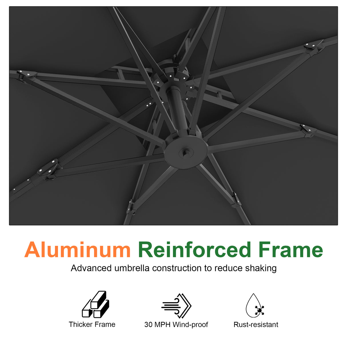 Patioslife Aegis Pro Cantilever Umbrella with Cross Base — Heavy-Duty Frame & Powder-Coated Aluminium Pole for Garden & Patio