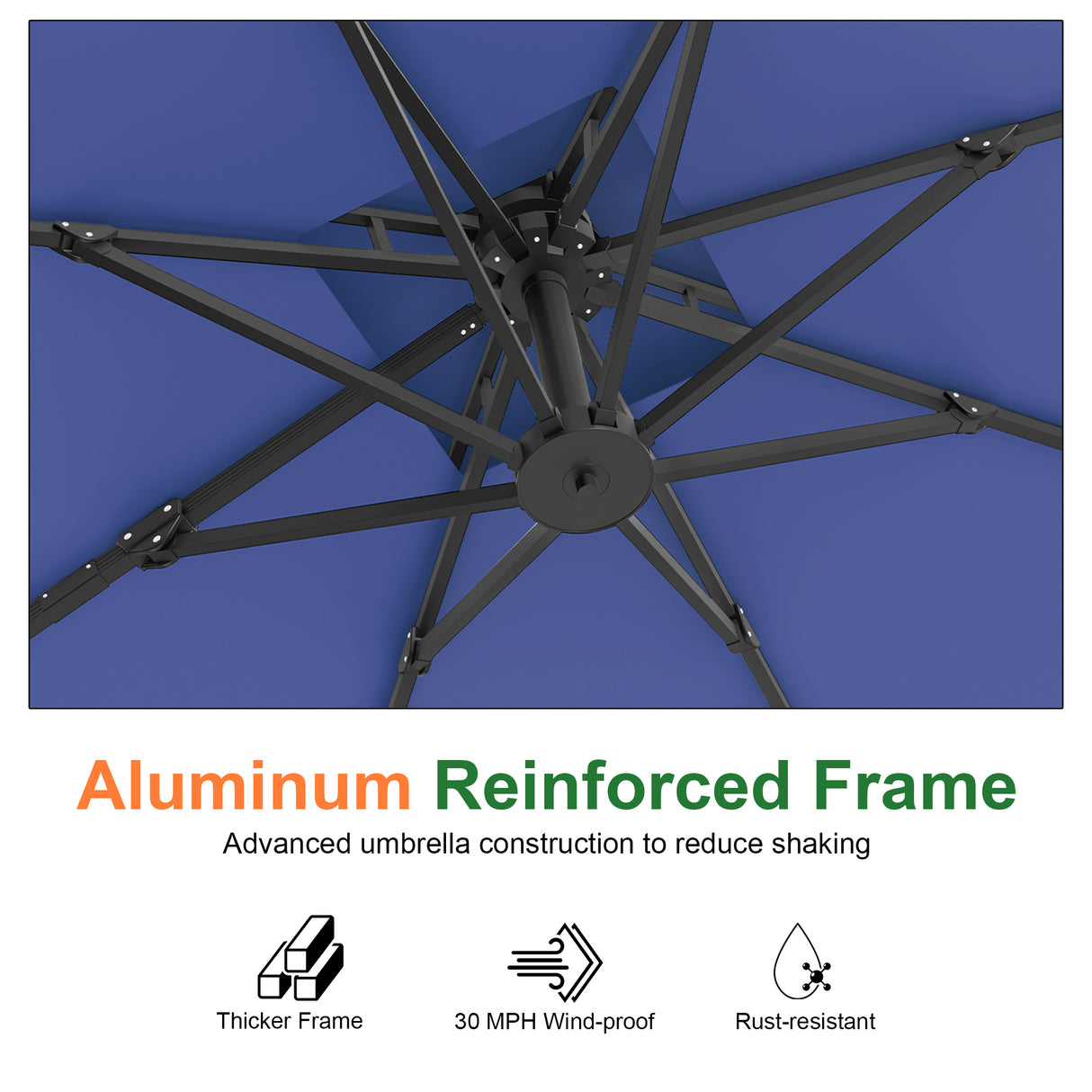 Patioslife Aegis Pro Cantilever Umbrella with Cross Base — Heavy-Duty Frame & Powder-Coated Aluminium Pole for Garden & Patio