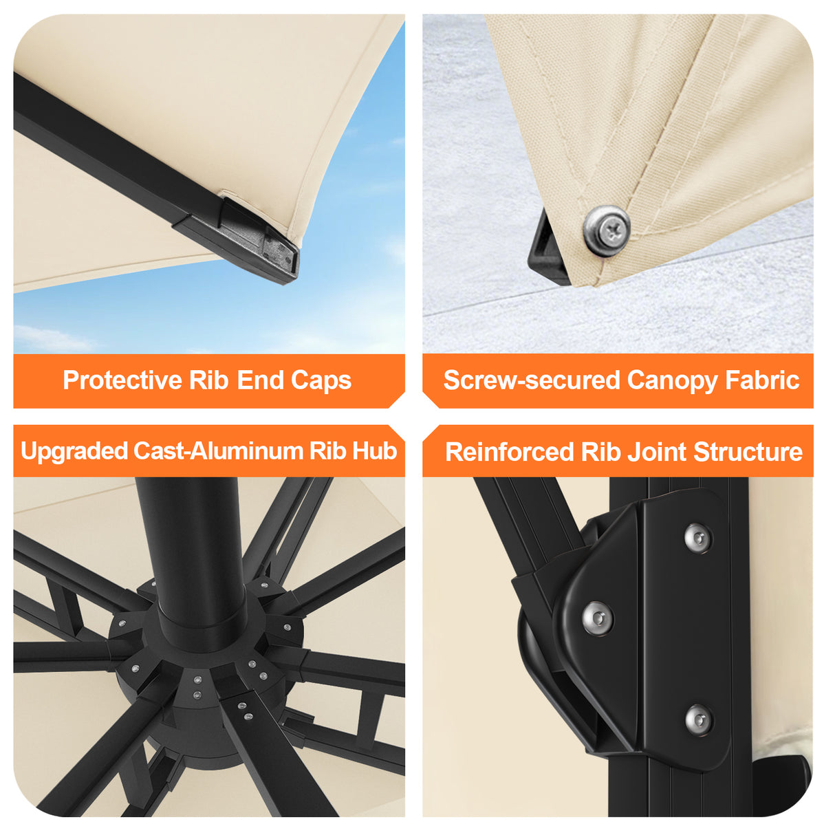 Patioslife Aegis Signature Rotating Cantilever Patio Umbrella with Adjustable Tilt | Large Outdoor Shade Umbrella for Garden, Deck & Poolside, Includes Free Premium Cover