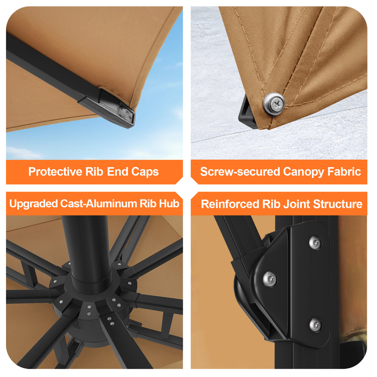Patioslife Aegis Premium Coastal Series Cantilever Umbrella with Integrated LED Strip Lighting, Fibreglass Ribs & Aluminium Frame — Luxury Shade Built for Australian Outdoors