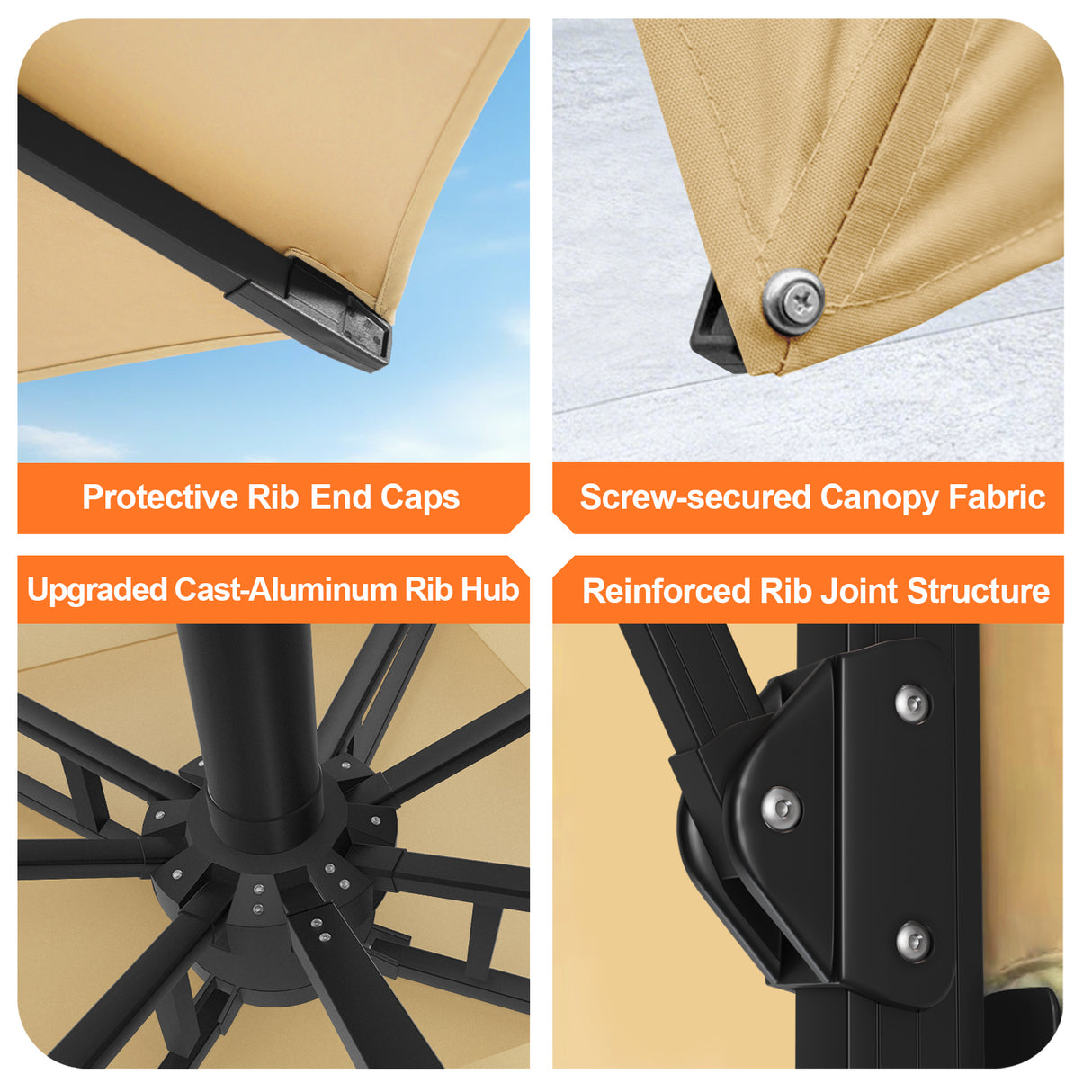 Patioslife Aegis Signature Rotating Cantilever Patio Umbrella with Adjustable Tilt | Large Outdoor Shade Umbrella for Garden, Deck & Poolside, Includes Free Premium Cover
