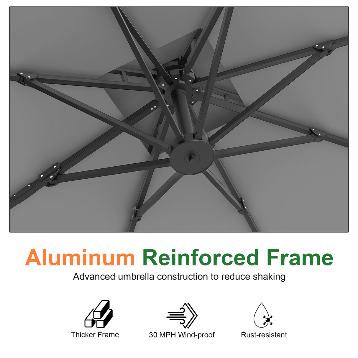 Patioslife Aegis Pro Cantilever Umbrella with Cross Base — Heavy-Duty Frame & Powder-Coated Aluminium Pole for Garden & Patio