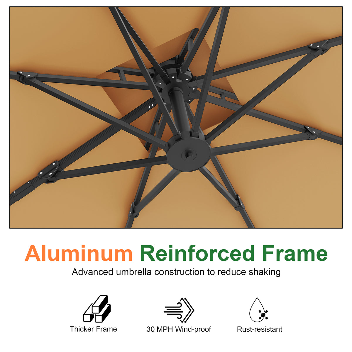 Patioslife Aegis Pro Cantilever Umbrella with Cross Base — Heavy-Duty Frame & Powder-Coated Aluminium Pole for Garden & Patio