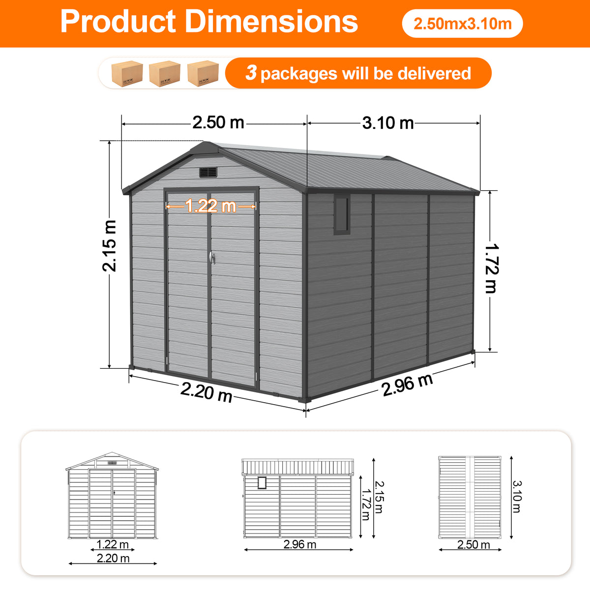 Patioslife YardVault Resin Garden Storage Shed with Bulid-in Floor, Lock & Window