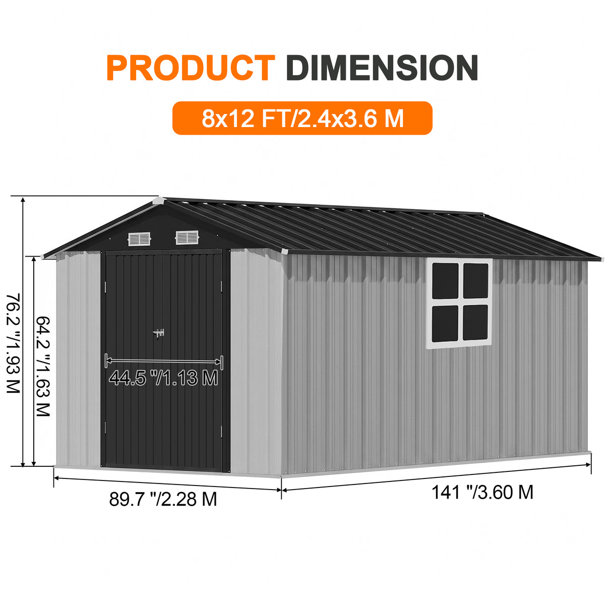 Patioslife YardVault Pro Heavy-Duty Galvanised Steel Garden Shed with Window & Lockable Door, Rust-Resistant Outdoor Tool Shed