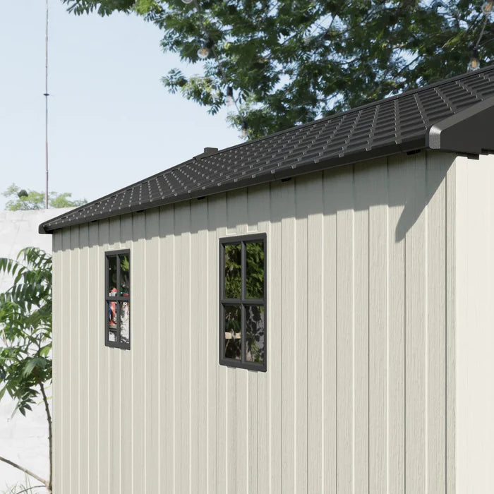 Premium Garden Shed with Floor Patioslife Kick-it ProLock™ Tool-Free Snap-Lock Resin – Weatherproof Outdoor Storage Shed with Floor, UV Resistant, Lockable Backyard Tool Shed for Tools, Bikes & Lawn Mower