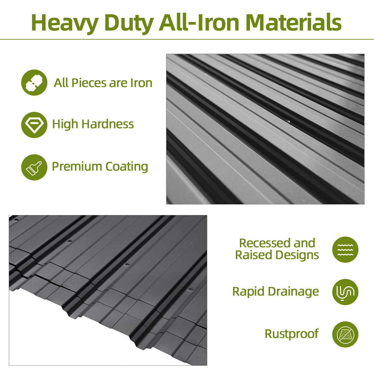 Patioslife Black Galvanized Iron Hardtop Gazebo Roof Material Detail Garden Patio Sunshade