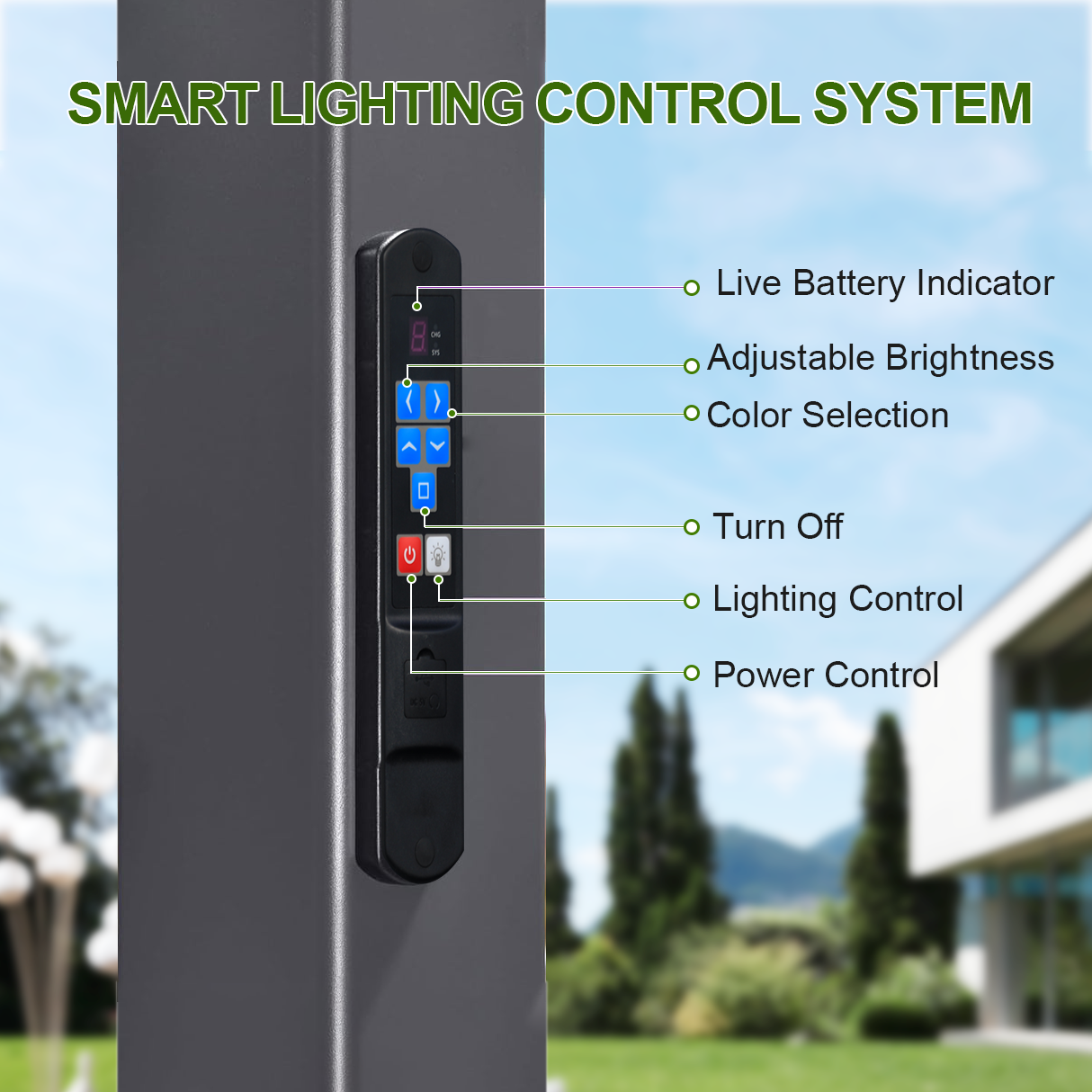 Patioslife Black Pergola Smart LED Control Panel Brightness Color Adjust Detail