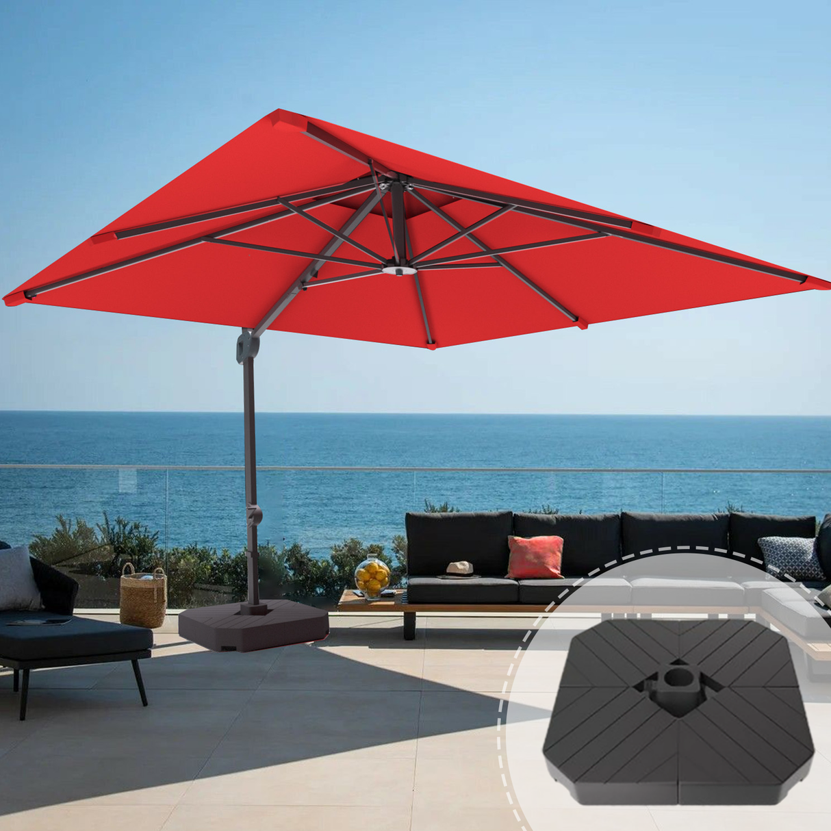 Cantilever umbrella,patioslife,Poolside,Outdoor Leisure Area,Outdoor Kitchen or Dining Area,Garden Pathway,Rooftop Terrace,Sun Shading & Light Contro,Space Definition,