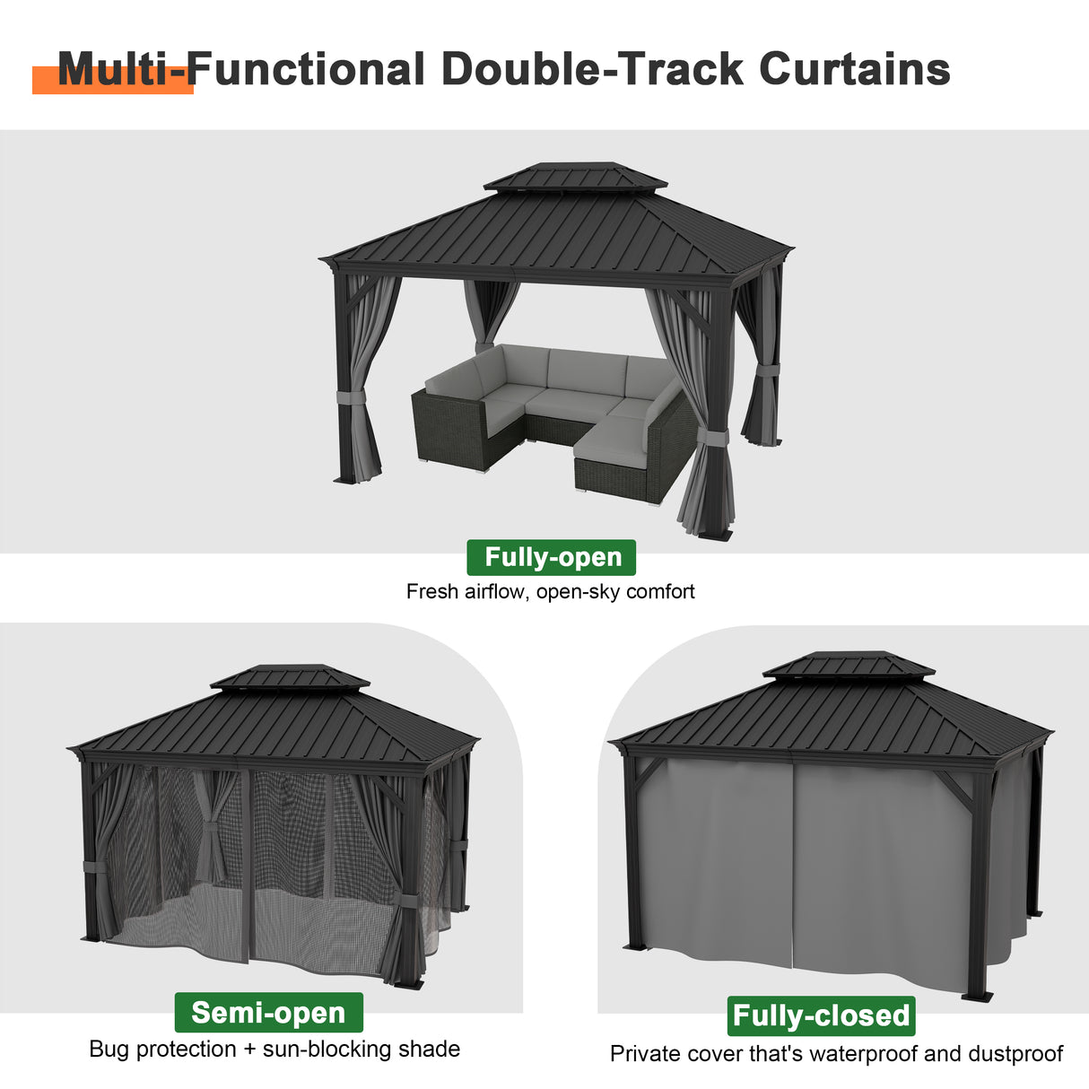 Patioslife Aluminium Carport with Steel Roof – Weatherproof Canopy for Cars, Motorbikes & Campervans