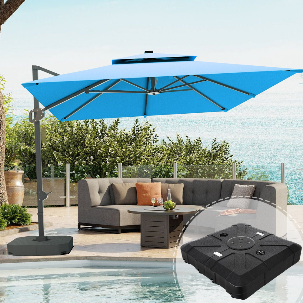 Patioslife 3x3m Aegis Pro Cantilever Umbrella turquoise with Heavy Duty Base for Australian Coastal Patio