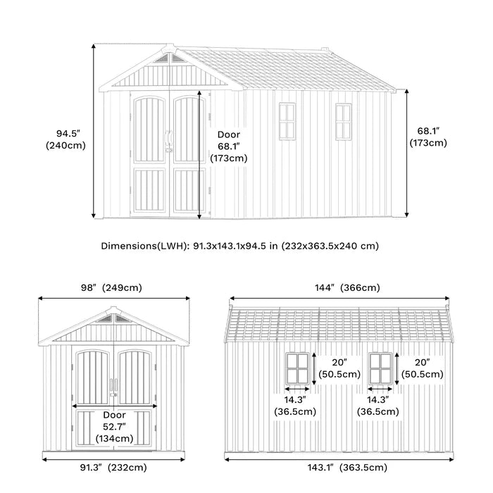 Premium Garden Shed with Floor Patioslife Kick-it ProLock™ Tool-Free Snap-Lock Resin – Weatherproof Outdoor Storage Shed with Floor, UV Resistant, Lockable Backyard Tool Shed for Tools, Bikes & Lawn Mower