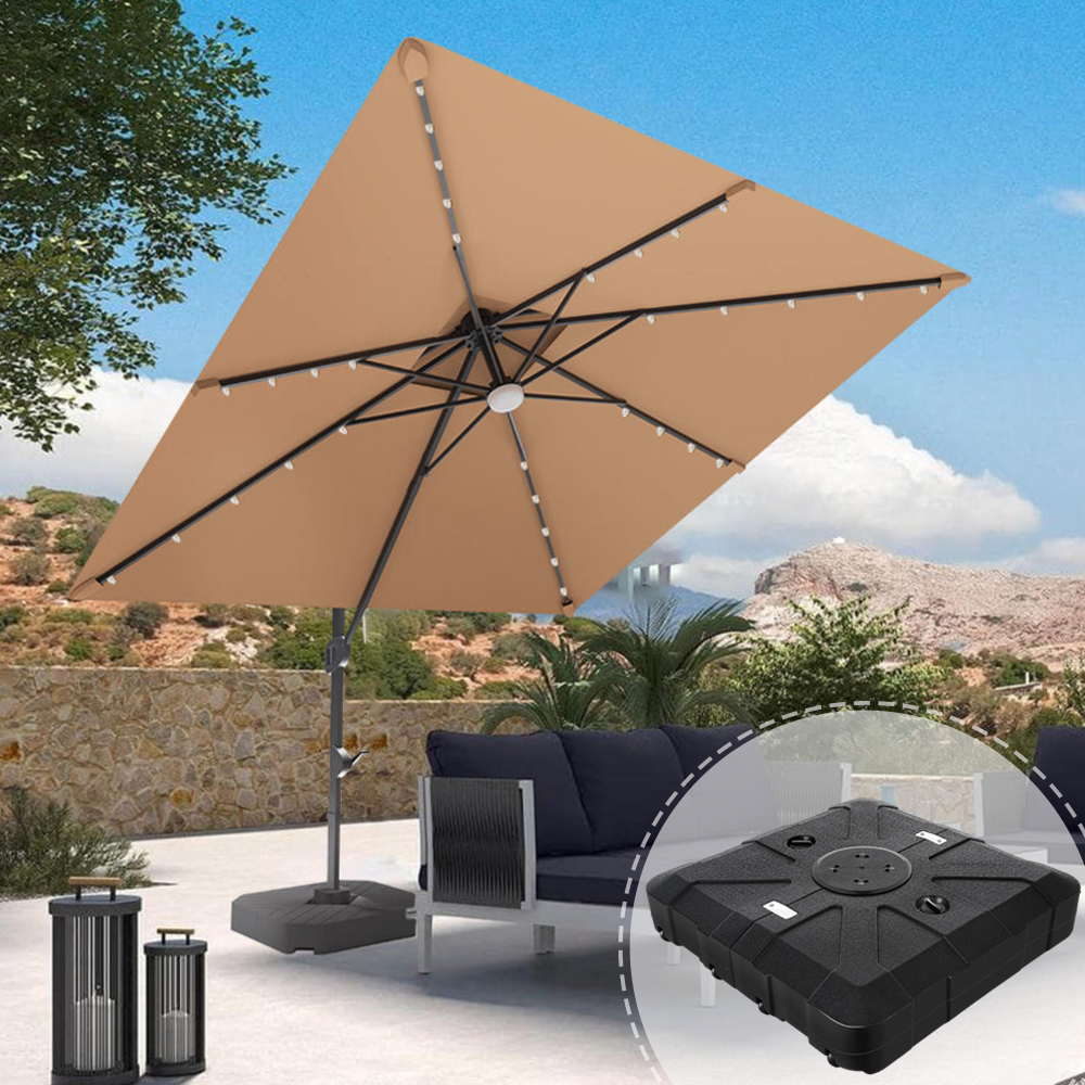 Patioslife Aegis Pro Cantilever Umbrella with LED Lights, Reinforced & Powder-Coated Aluminium Ribs and Pole ā Perfect for Garden & Patio