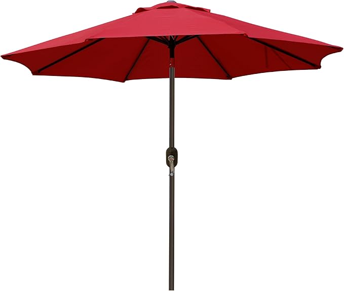 Patioslife Market Breeze red patio umbrella with 8 rib canopy for backyard dining and poolside shade