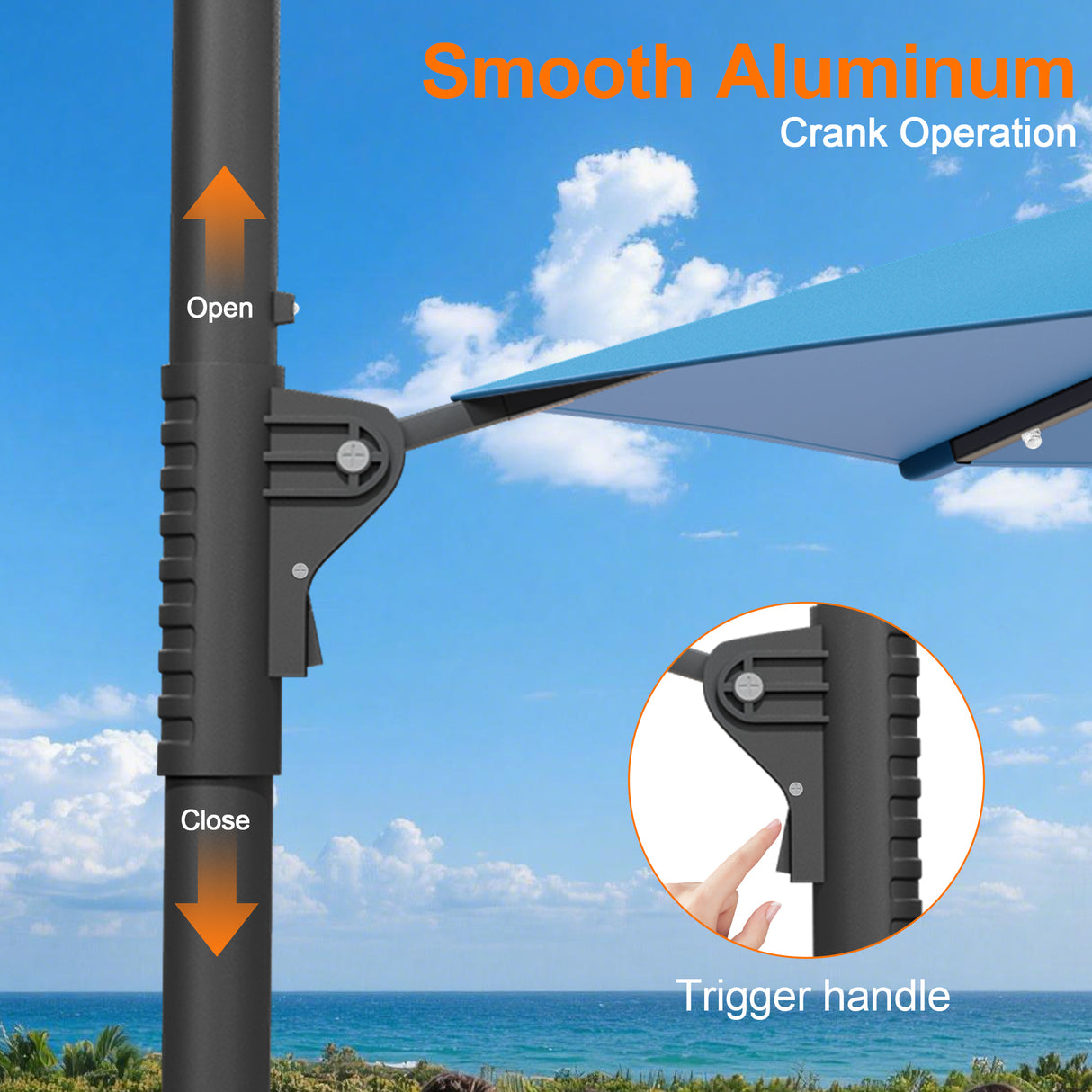 Patioslife Aegis Pro All-in-One Shade Round Cantilever Patio Umbrella with solar LED lights | Premium Cover | Large Base