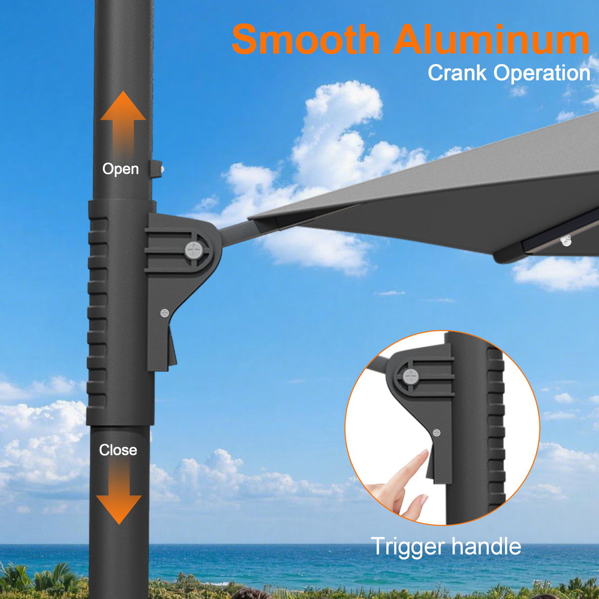 Patioslife Aegis Pro All-in-One Shade Round Cantilever Patio Umbrella with solar LED lights | Premium Cover | Large Base