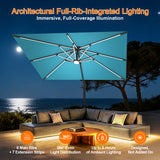 Patioslife Aegis Premium Cantilever Umbrella with Full-Rib LED Strip Lighting, Fibreglass Ribs, Powder-Coated Aluminium Pole— Luxury Garden & Patio Shade
