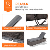 Patioslife Rattan Sun Lounger with 5-Level Adjustable Backrest & Side Tray