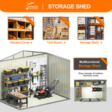 Patioslife YardVault Pro Heavy-Duty Galvanised Steel Garden Shed with Window & Lockable Door, Rust-Resistant Outdoor Tool Shed
