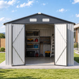 Patioslife YardVault Pro Heavy-Duty Galvanised Steel Garden Shed with Window & Lockable Door, Rust-Resistant Outdoor Tool Shed