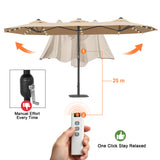 Patioslife Aegis Premium Motorized Double-Sided Patio Umbrella | Remote Control,UPF 50+ Canopy , Solar LEDs & Heavy-Duty Windproof Frame