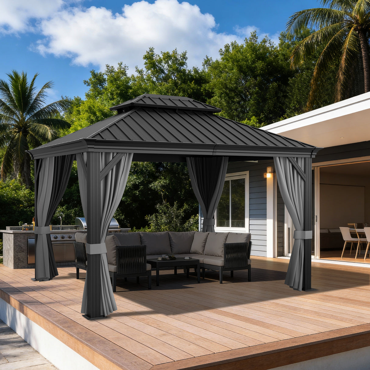 Patioslife Aluminium Carport with Steel Roof – Weatherproof Canopy for Cars, Motorbikes & Campervans