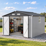Patioslife YardVault Pro Heavy-Duty Galvanised Steel Garden Shed with Window & Lockable Door, Rust-Resistant Outdoor Tool Shed