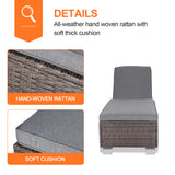 Patioslife Rattan Sun Lounger with 5-Level Adjustable Backrest & Side Tray
