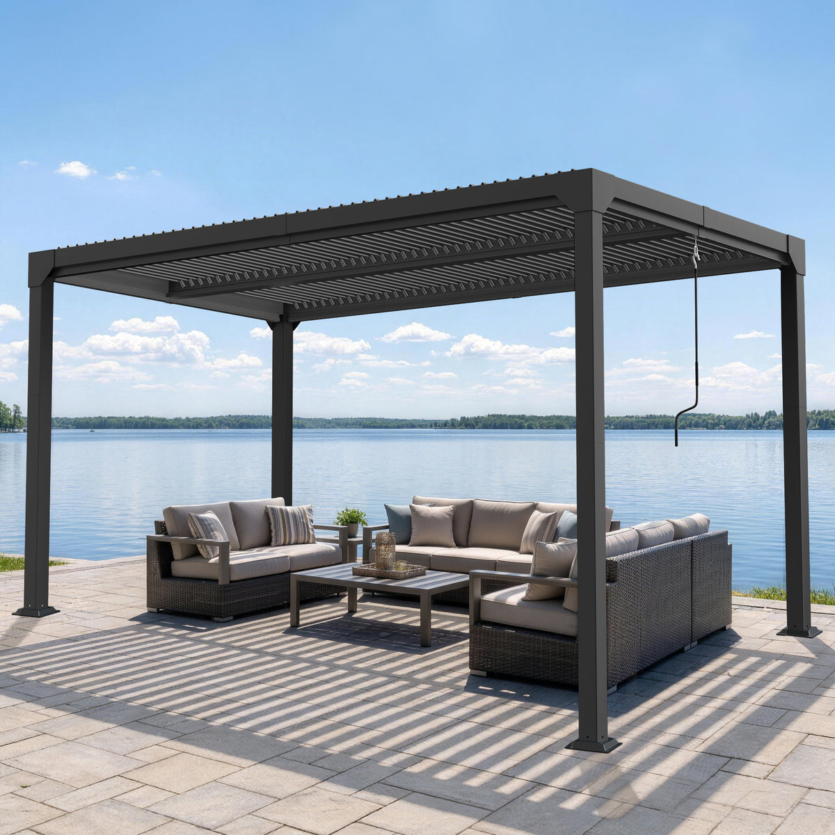 Patioslife Atlantic | Metal Louvred Pergola with Adjustable Roof, Freestanding Alfresco Shelter for Patio, Deck & Poolside