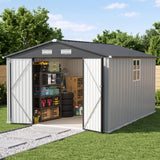 Patioslife YardVault Pro Heavy-Duty Galvanised Steel Garden Shed with Window & Lockable Door, Rust-Resistant Outdoor Tool Shed