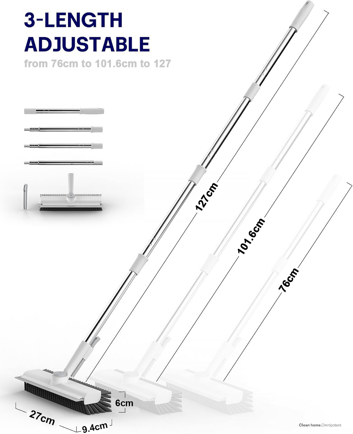 Pergola Cleaning Kit with Long Handle – 3-in-1 Scrub Brush, Heavy-Duty Stiff Bristles & Squeegee for Cleaning Louvered Roofs, Slats, Outdoor Panels & Patio Areas