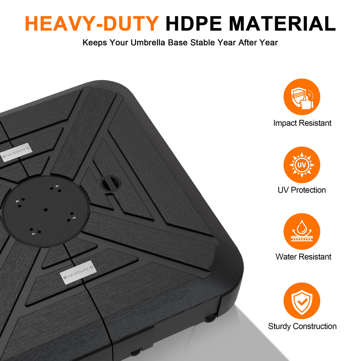 Umbrella Wheels Base 115–200kg, Heavy-Duty Outdoor Stand, Refillable HDPE Weights for Patio, Garden & Poolside Stability