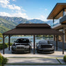 Patioslife 3.65 × 6.1 m Aluminium Carport – Fits 2 Cars/Van, All-Weather Steel Roof Shelter