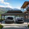 Patioslife 3.65 × 6.1 m Aluminium Carport – Fits 2 Cars/Van, All-Weather Steel Roof Shelter