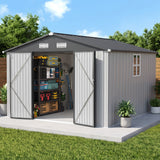 Patioslife YardVault Pro Heavy-Duty Galvanised Steel Garden Shed with Window & Lockable Door, Rust-Resistant Outdoor Tool Shed