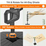 Patioslife Aegis Premium Cantilever Umbrella with Full-Rib LED Strip Lighting, Fibreglass Ribs, Powder-Coated Aluminium Pole— Luxury Garden & Patio Shade