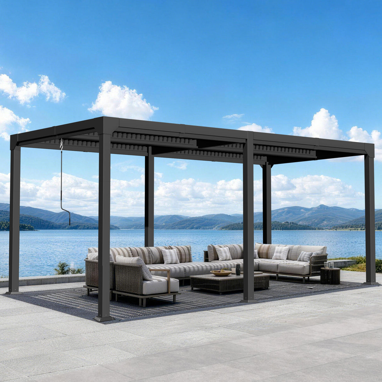 Patioslife Atlantic | Metal Louvred Pergola with Adjustable Roof, Freestanding Alfresco Shelter for Patio, Deck & Poolside