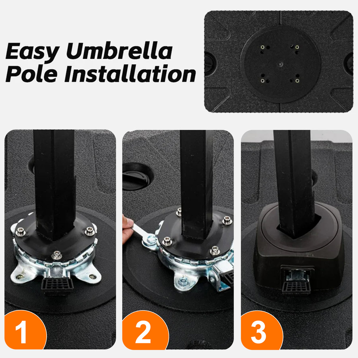 Umbrella Wheels Base 115–200kg, Heavy-Duty Outdoor Stand, Refillable HDPE Weights for Patio, Garden & Poolside Stability