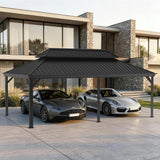 Patioslife 3.65 × 6.1 m Aluminium Carport – Fits 2 Cars/Van, All-Weather Steel Roof Shelter