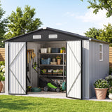 Patioslife YardVault Pro Heavy-Duty Galvanised Steel Garden Shed with Window & Lockable Door, Rust-Resistant Outdoor Tool Shed