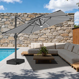 Patioslife Aegis Premium Cantilever Umbrella with Full-Rib LED Strip Lighting, Fibreglass Ribs, Powder-Coated Aluminium Pole— Luxury Garden & Patio Shade