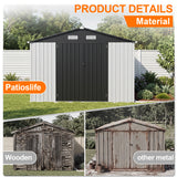 Patioslife YardVault Pro Heavy-Duty Galvanised Steel Garden Shed with Window & Lockable Door, Rust-Resistant Outdoor Tool Shed