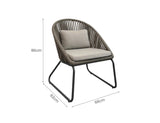 Patioslife™ | Aluminium and Rope Outdoor Patio Dining Chair – Modern Design, Comfortable and Durable, Perfect for Patios and Decks