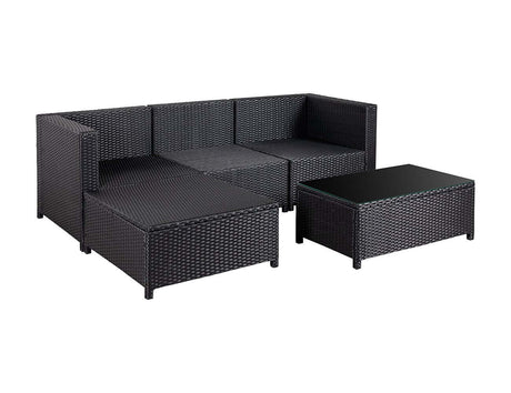 Patioslife™ | 5pc Outdoor PE Rattan Corner Sofa Set - Comfortable Seating, Weather-Resistant, Ideal for Patios, Gardens, and Backyards
