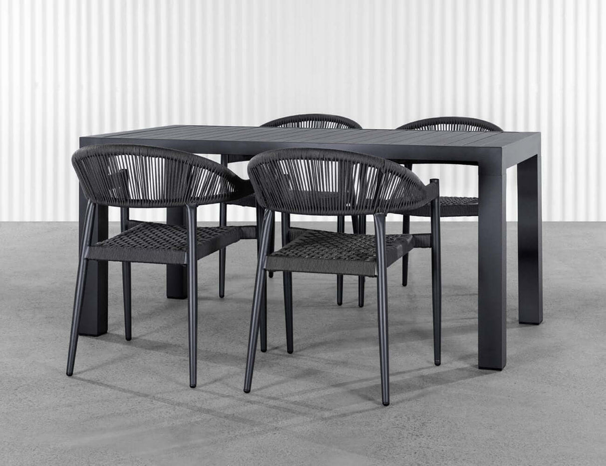 Patioslife™ | Aluminium and Rope Outdoor Patio Dining Chair – Modern Design, Comfortable and Durable, Perfect for Patios and Decks