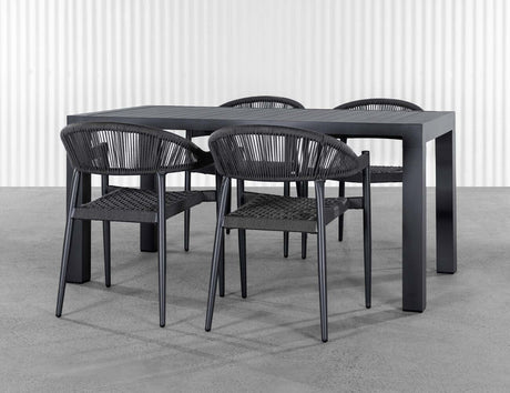 Patioslife™ | Aluminium and Rope Outdoor Patio Dining Chair – Modern Design, Comfortable and Durable, Perfect for Patios and Decks
