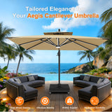 Patioslife Heavy-Duty Cantilever Umbrella Base with Wheels, Up to 400 kg Capacity, Decorative Modular Rolling Stand Compatible with Aegis Series and Most Offset Patio Umbrellas for Patio, Garden and Poolside